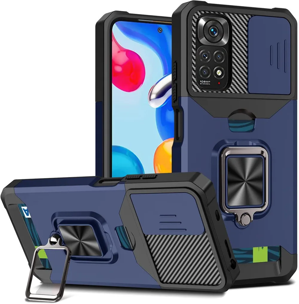 

for Xiomi Red mi Note11 11s 4G Global Version Case For Xiaomi Redmi Note 11 4G 11S Global Card Slot Bag Ring Holder Stand Cover