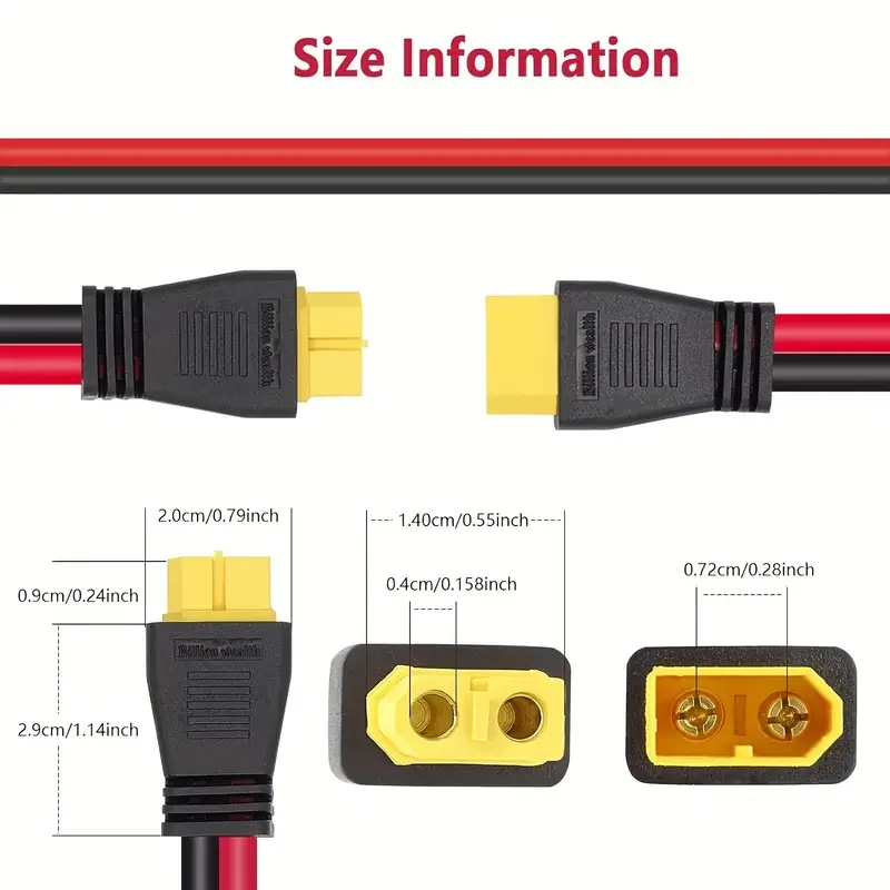 XT60 Male To Connector Female Extension Cable extension cable solar panel connector cable 12AWG For RV Portable Power Station Solar Generator RC Battery