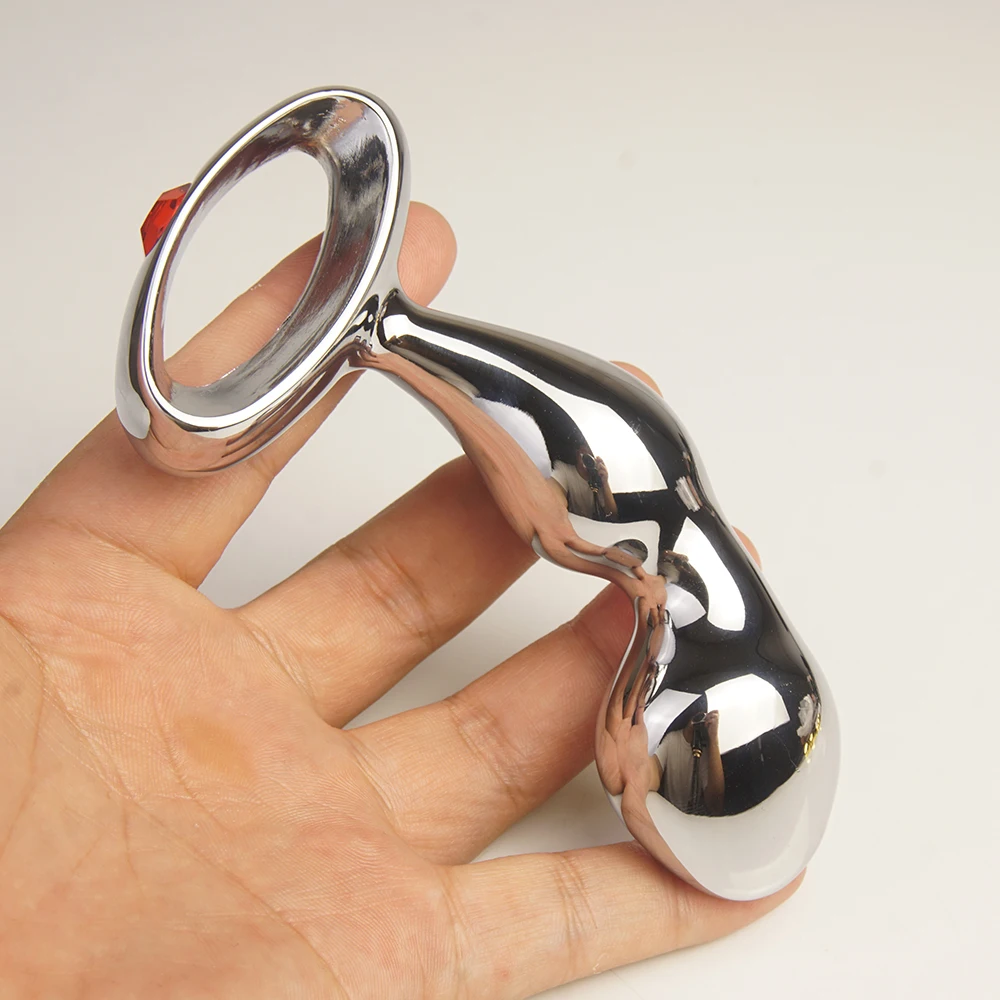 Metal Anal Plug Dildo Dilator Trainer with Handles,Anus Butt Plugs Sex Toys,Curved Analplug Buttplug Butplug,Prostate Massage