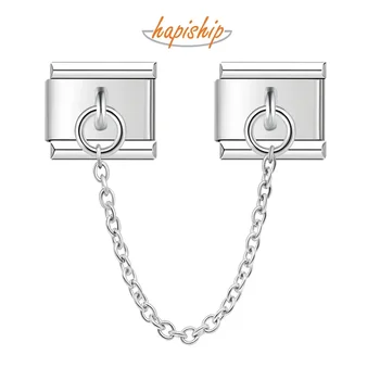 Hapiship New Original Design Stainless Steel 8cm Chain Link Italian Charm Fit 9mm Bracelet Stainless Steel Jewelry Making DJL01 1