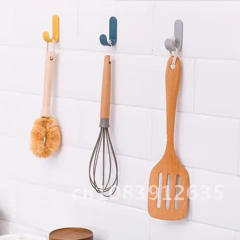 

ABS Nordic Style Pure Color Plastic Wall Hook Self-adhesive J Shape No Trace Multi Purpose 1Set Home Decoration