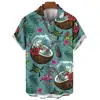 Summer Fashion Men's Short Sleeve Shirt Hawaiian Coconut Tree Print Street Casual Seaside Vacation Oversized Men's Shirt Tops 3