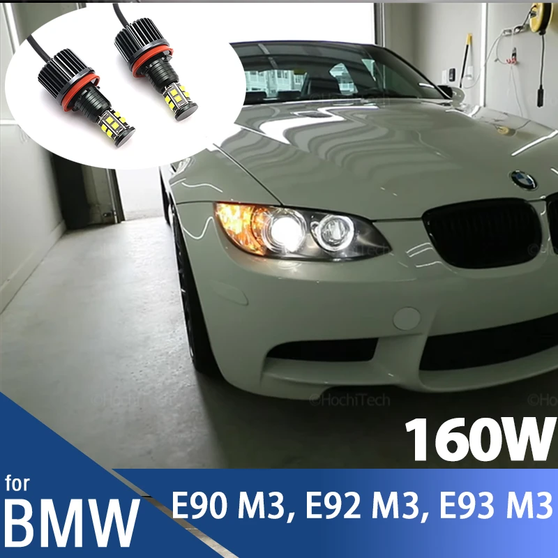 160W Led Bianco Auto Halo Anelli Angel Eyes Lampadine Per Bmw Serie 3 E90 M3, E92 M3, E93 M3 2008-2013