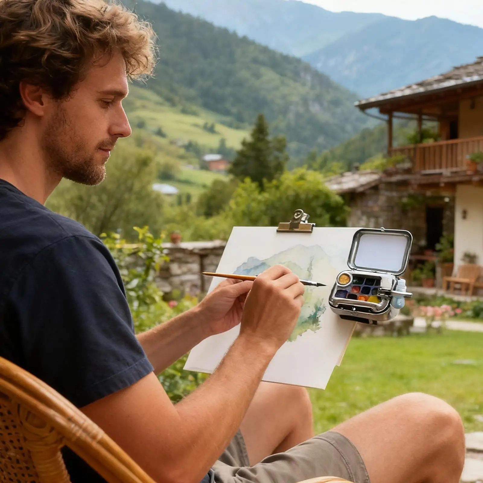 Mini Paint Palette 10-Grid Empty Watercolor Container with Magnetic Clip Small Artist Paint Palette for Travel Classroom Hiking