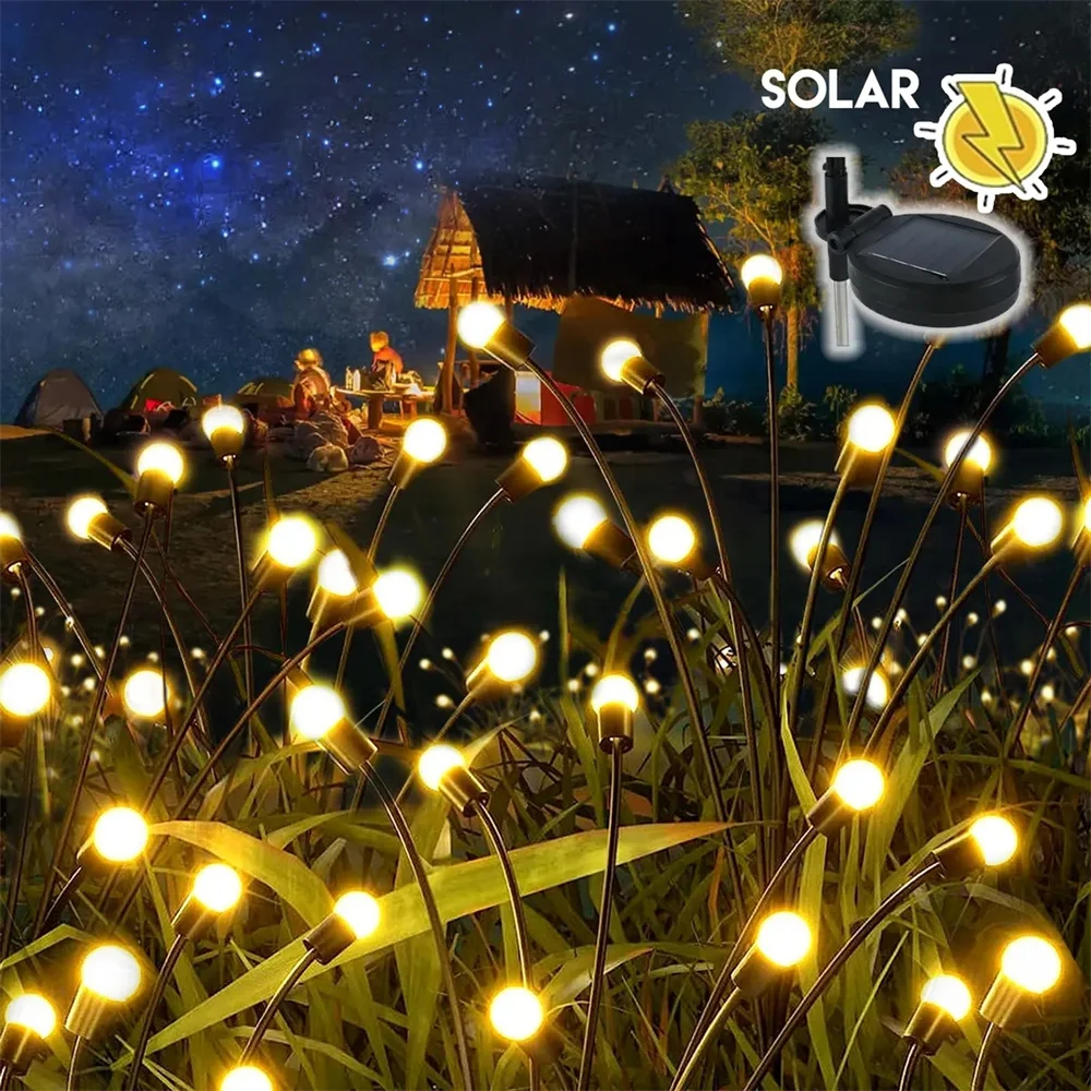 

Solar Firefly Lights Outdoor Waterproof Led Garden Lawn Lamp Swing By Wind Sunlight Landscape Courtyard Patio Decoration