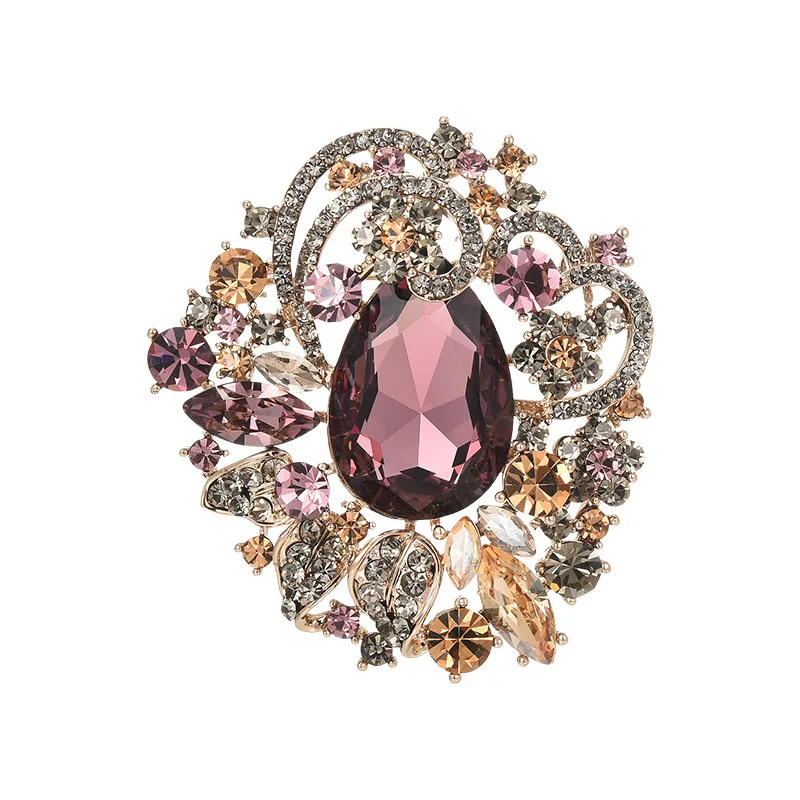 Light Luxury High-grade Corsage Retro Exquisite Austrian Crystal Brooches Female Temperament Wedding Accessories Pins Jewelry