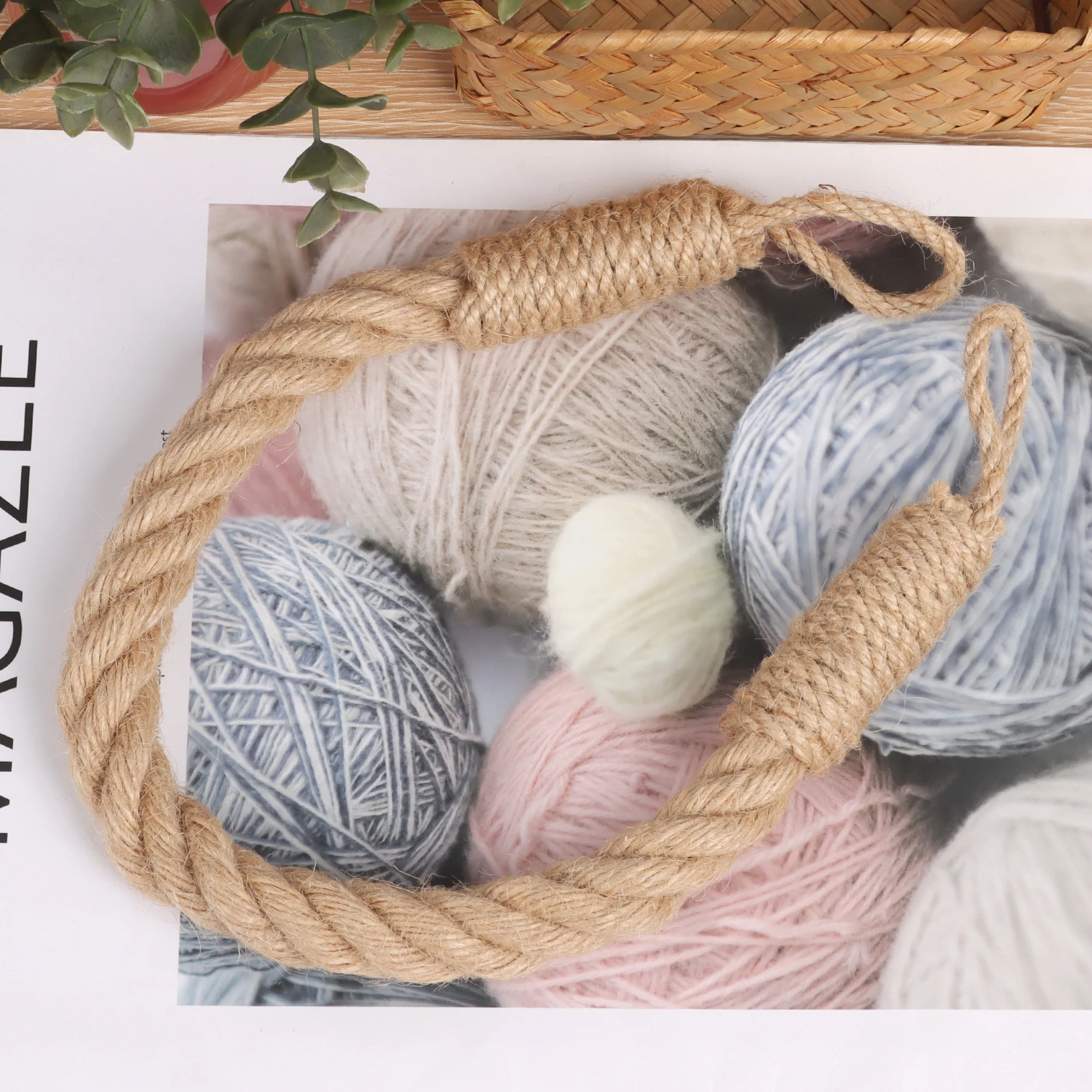 Nail-free Hemp Rope Tissue Holder Wall Hanging Cotton Hemp Bathroom accessories storage rope Tissue Holder Solid only rope