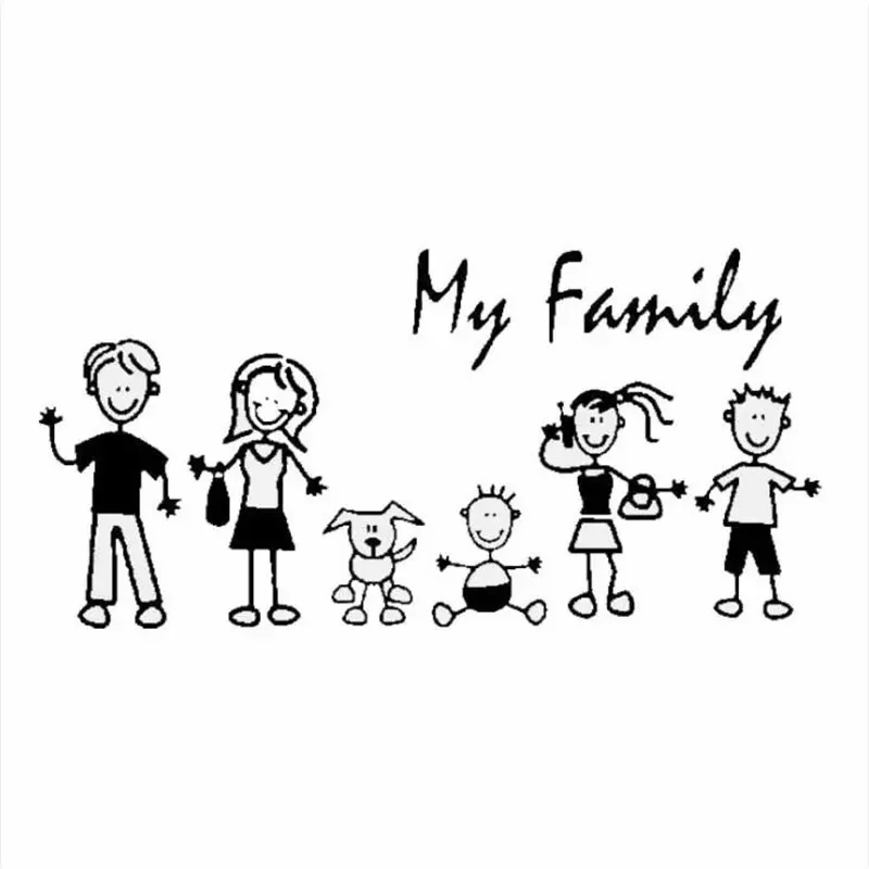 

Car Sticker Family Stick Figure Kid Baby Cat Dog Pet Creativity Bumper Applique PVC,10*20cm