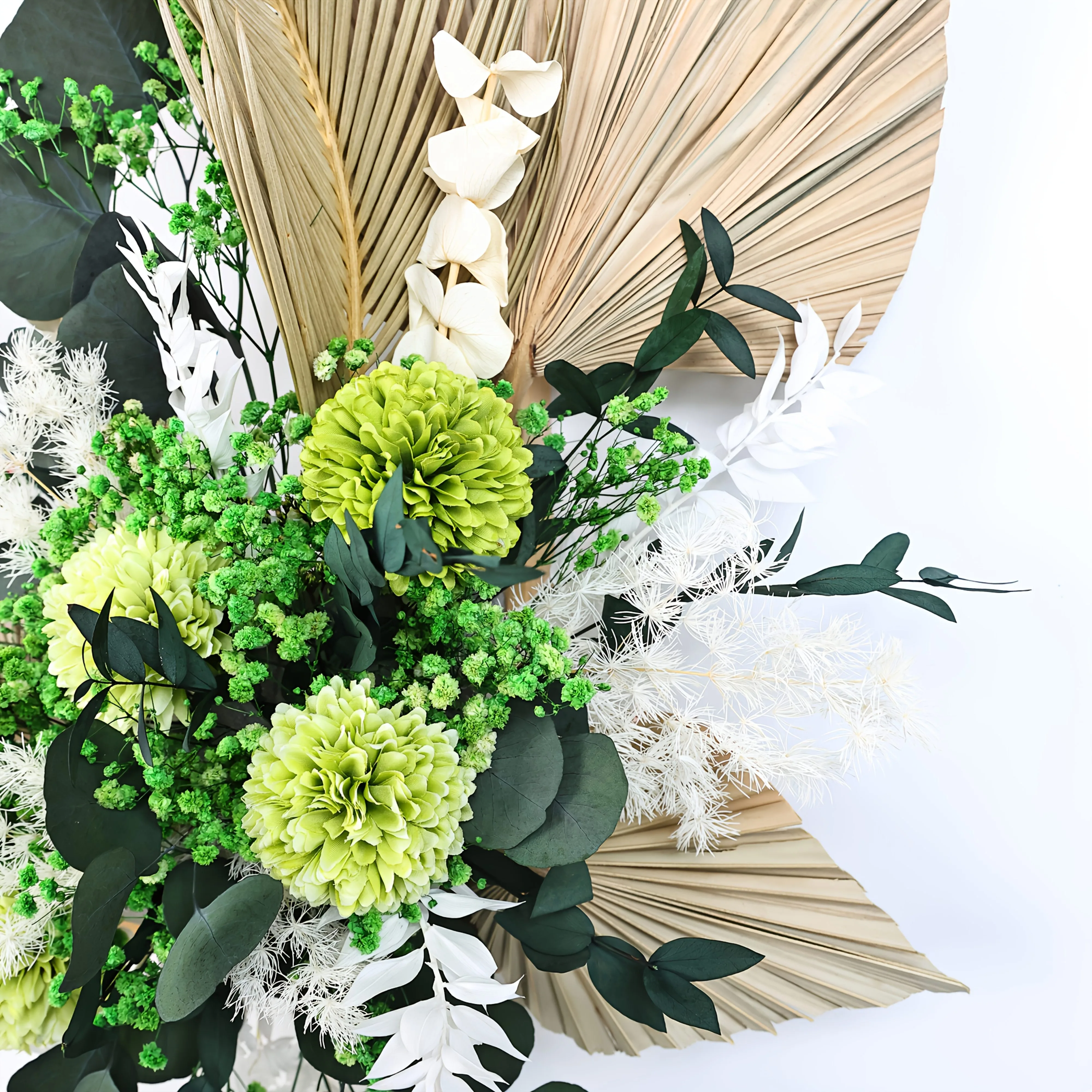 Künstliche Hortensien und Eukalyptus-Mischung mit Getrocknetem Pampasgras und Fotorahmen zum Selbstmontieren für Heimwanddekoration und Hochzeitsdekoration – Detail 9