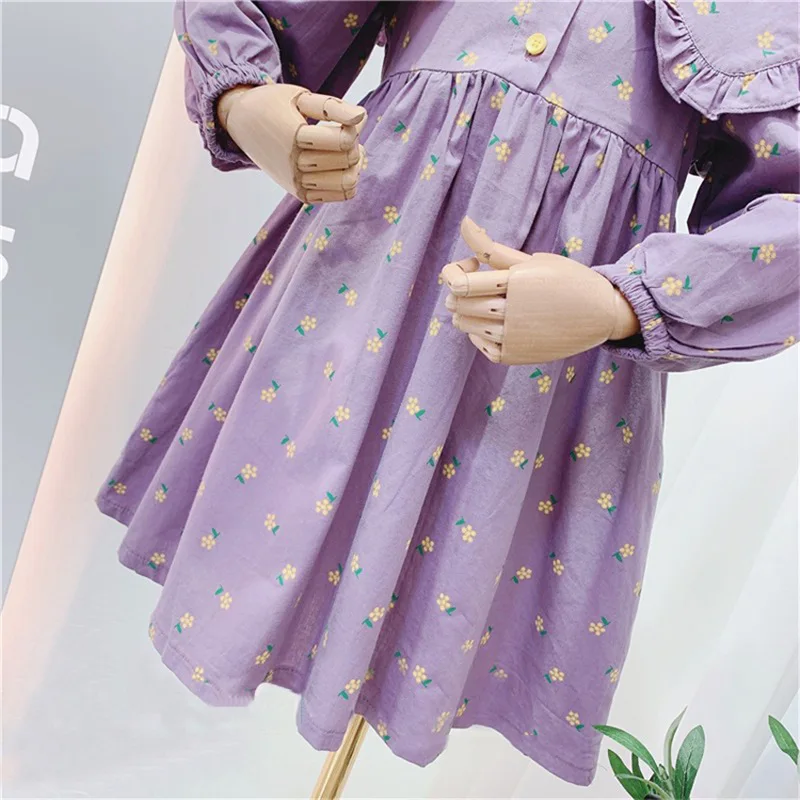 Girls Floral Long Sleeve Dress for Spring and Autumn