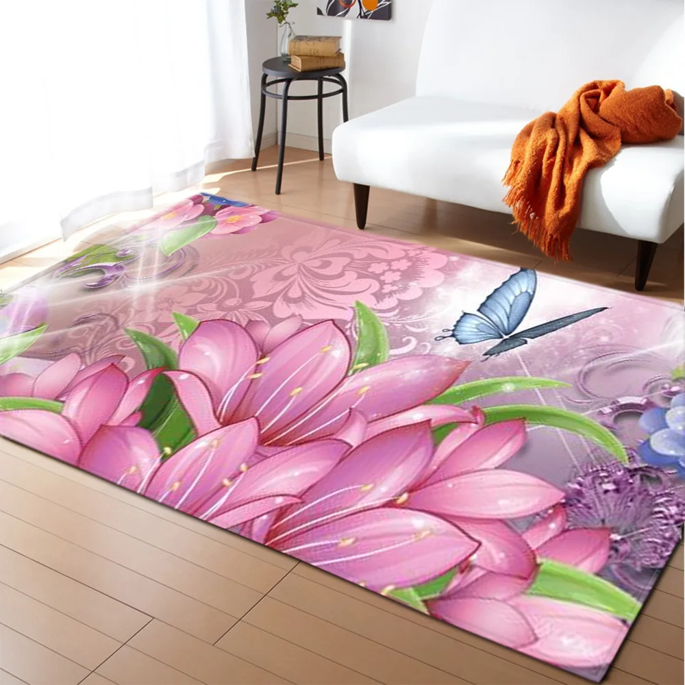 Tropical Plant Carpet for Living Room Flowers Leaves Pattern Bedroom Entrance Doormat Soft Anti-slip Large Area Rug Home Decor 4