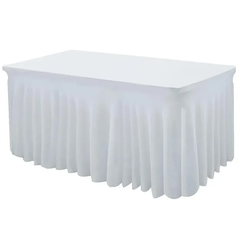 Table Skirt Spandex Table Cover with Skirt Stretchy Tablecloth Wrinkle-Resistant Ruffles Elastic Covers for Wedding Party
