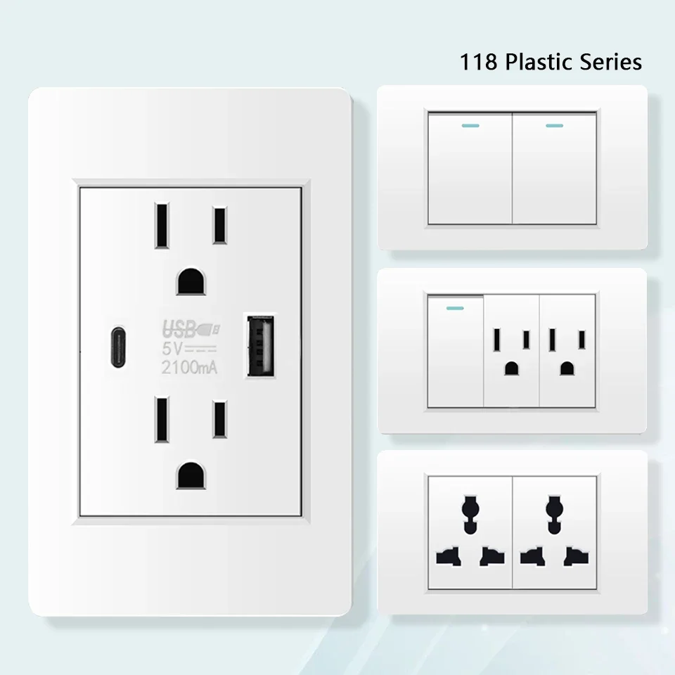 American Standard tipo de Parede c Usb Tomada Dupla Eua Interruptor de Luz Tomada do Painel do pc Carregamento Duplo Usb Mexicano 15a