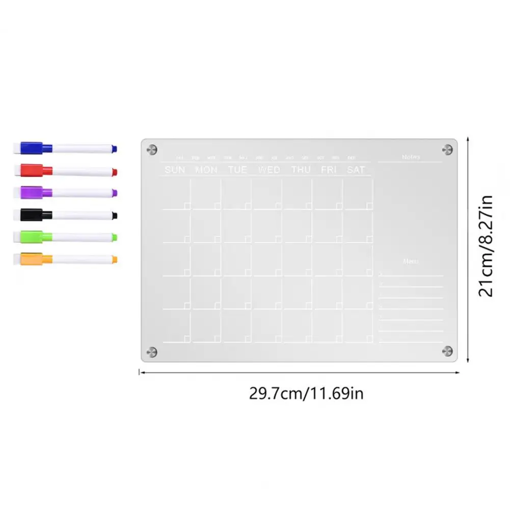 Reusable Fridge Planner Reusable Magnetic Monthly Calendar with Scratch-proof Board Marker Pens for Fridge Planning Monthly