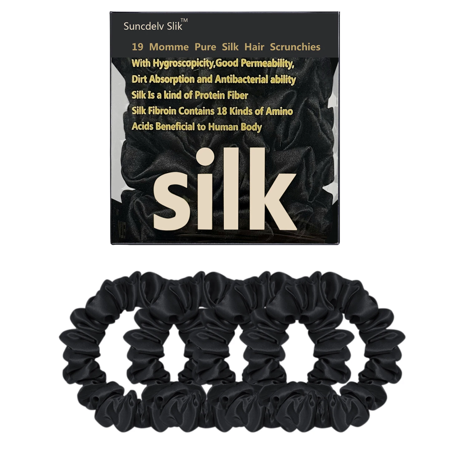 4 Stück Box 100% reine Maul beers eide Haar Scrunchie handgemachte Haar bänder Frauen Mädchen Haarschmuck reine Farbe natürliche Haar gummis 2cm – Detail 12