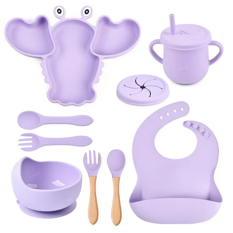 

3-Section Lobster Silicone Plate and Utensil Set for Baby and Toddler, Dinnerware Set Dinner Set Cubiertos De Acero Inoxidable
