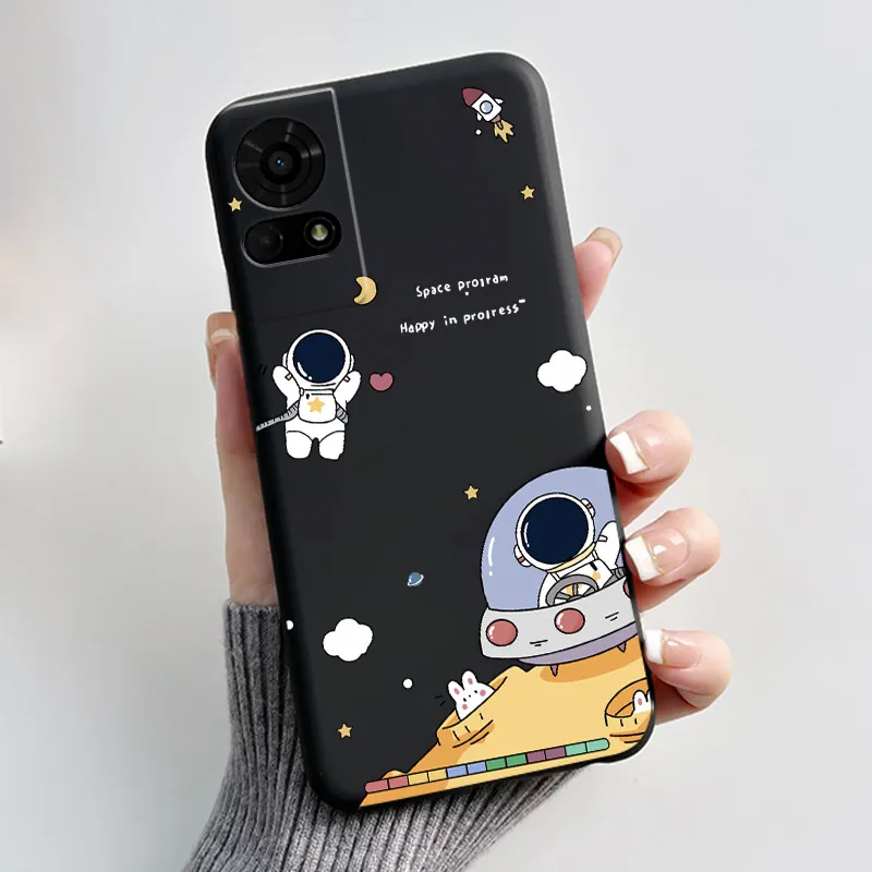 Cute Cartoon Soft Silicone Protective Phone Case - Black