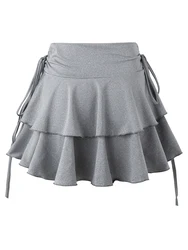 Solid Color High Waist Slim Fit Summer Skirt - S (GRAY)
