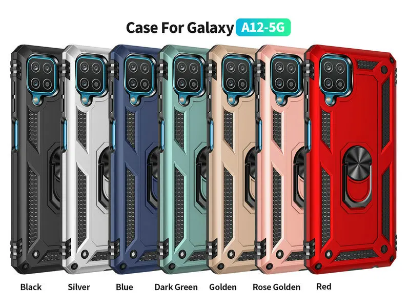 iphone 12 mini wallet case Shockproof Armor Metal Ring Cover for Samsung Galaxy A12 M12 F12 Nacho Magnetic Car Holder Phone Case For A 12 Coque Matte Funda phone cases for iphone 12 mini 