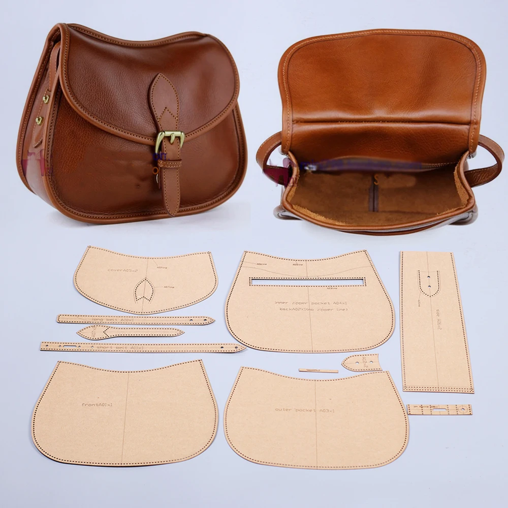 500gsm kraft paper women vintage shoulder bag sewing pattern leather craft die cutting template 26x23x10cm