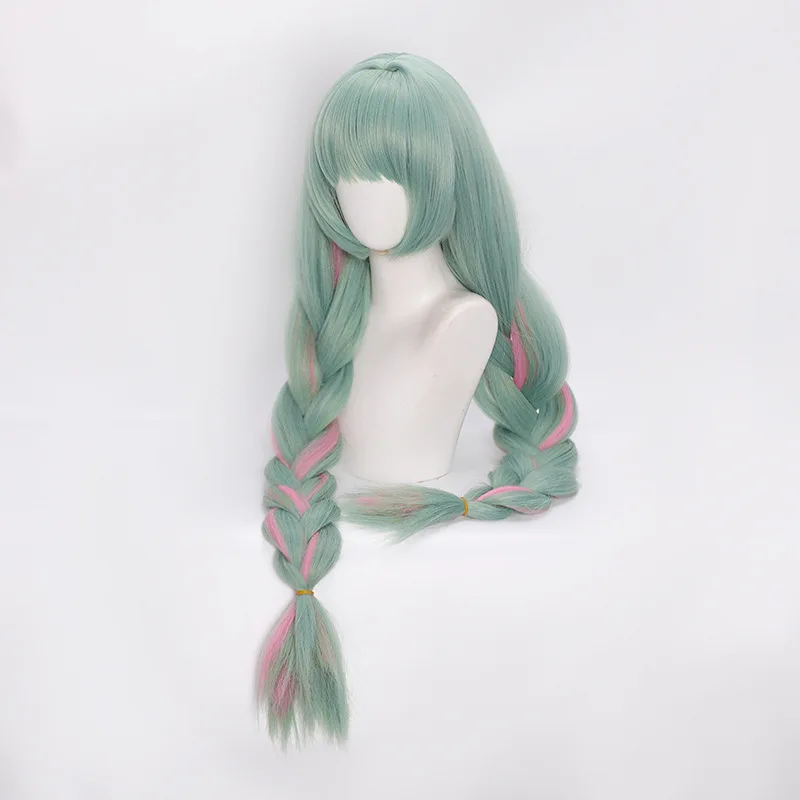 Generic Light Green Braided Heat-Resistant Synthetic Wig for Cosplay Events