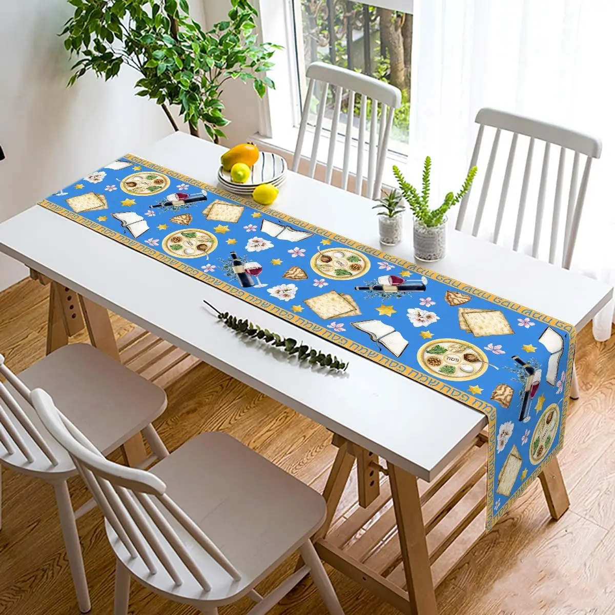 Passover Linen Table Runner – Pesach Seder Jewish Party Decor 5