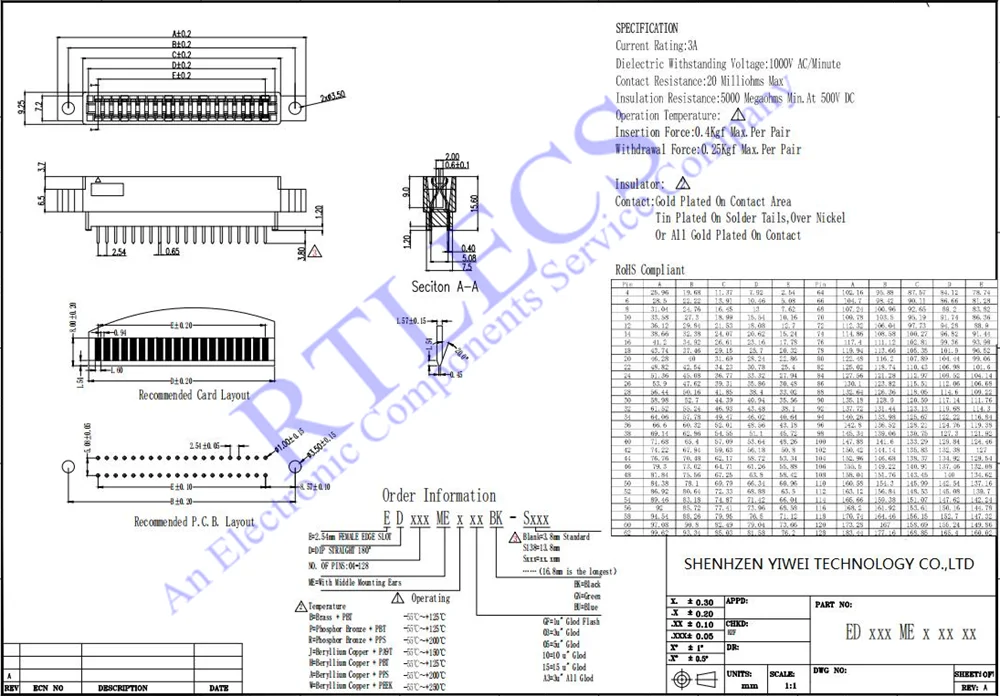 placa de circuito peças edge conector slot passo cartão pcb de pino ouro soquete de dedo placa de montagem