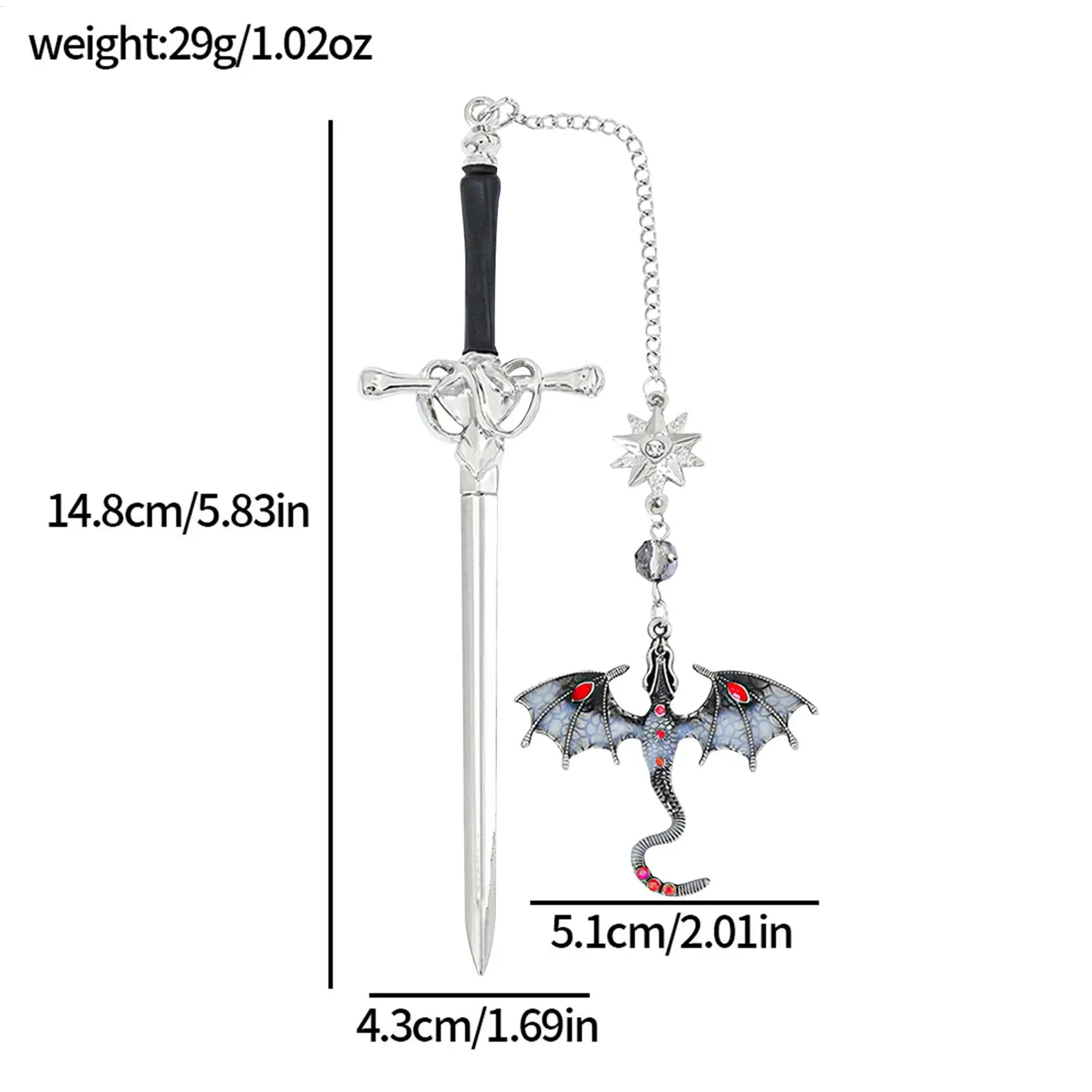 Fourth Wing Bookmark Metal Dragon Bookmark Reading Page Marker With Crystal Pendant Decorative Hair Clip For Home School Women