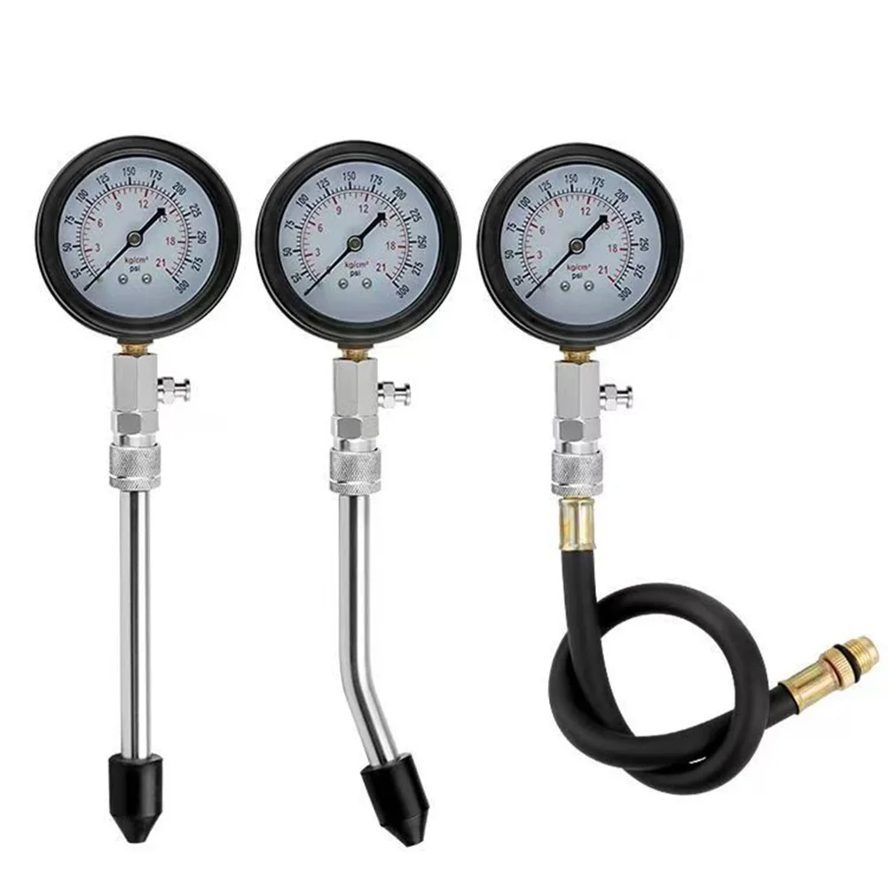 실린더 압력 게이지 키트 0-300PSI 자동차 트럭 오토바이 엔진 압축 테스터 도구용 어댑터 포함