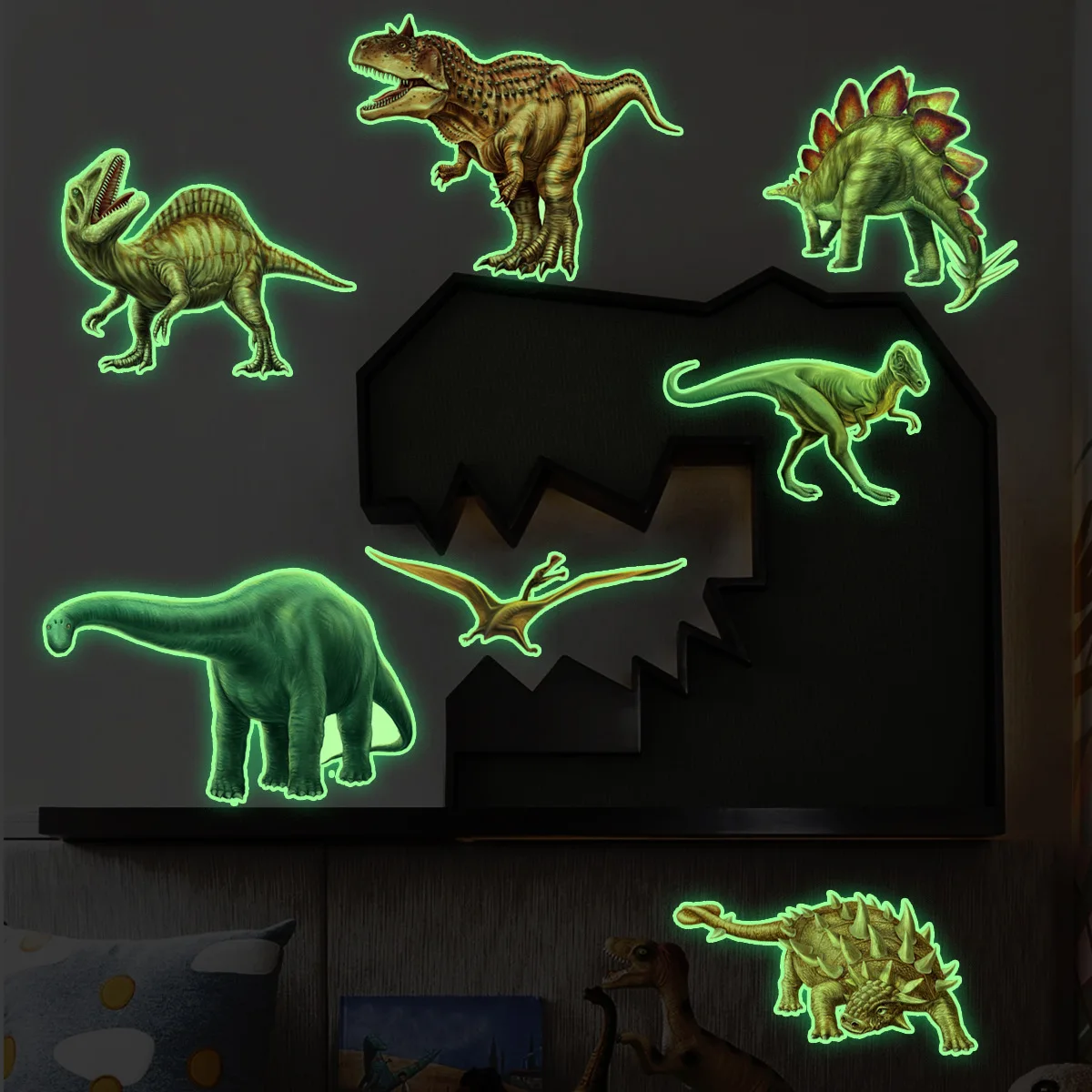 22*23cm Cartoon Animal Dinosaur Wall Stickers Luminous Stickers Living Room Bedroom Study Decoration Wall Stickers Ycg4047