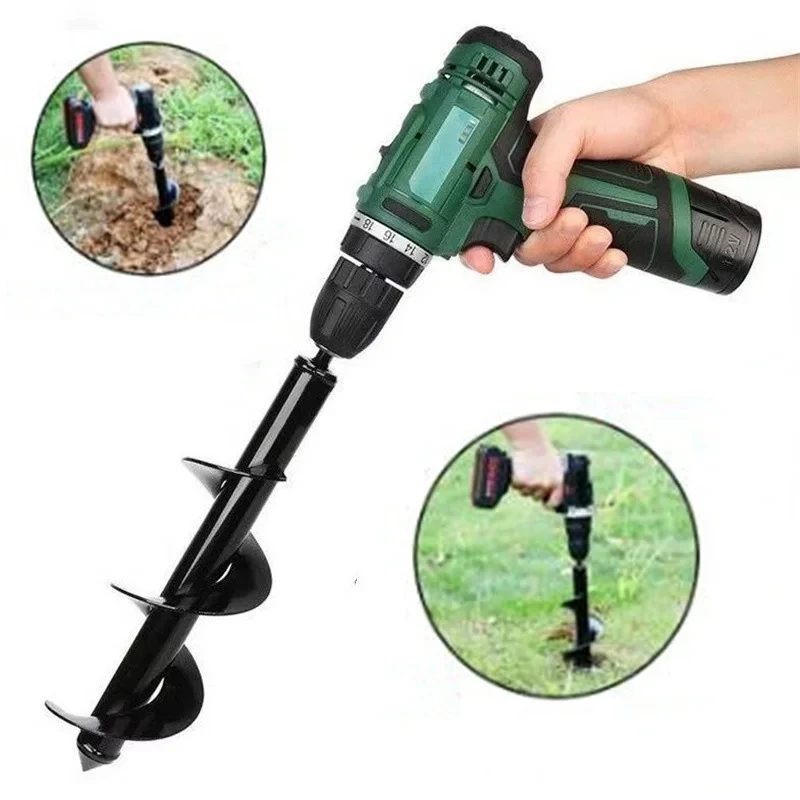 Garden Auger Spiral Drill Bit Flower Planter Bulb Shaft Auger Yard Gardening Earth Drill Planting Hole Digger Tool 5