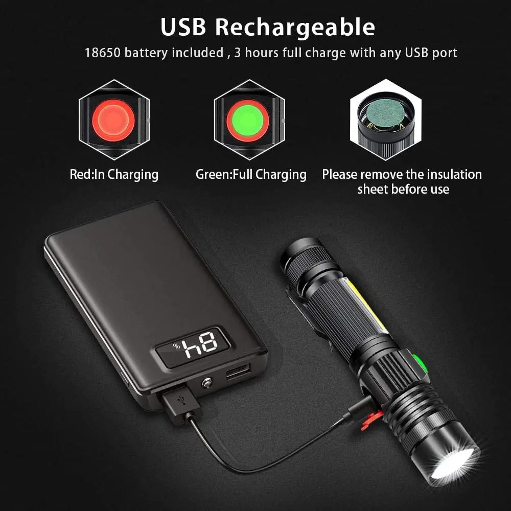 Multifunctional LED Flashlight UV Light/White Light/Red Light 7 Switch Modes Flashlights Waterproof Torch Zoomable Flashlight hunting torches