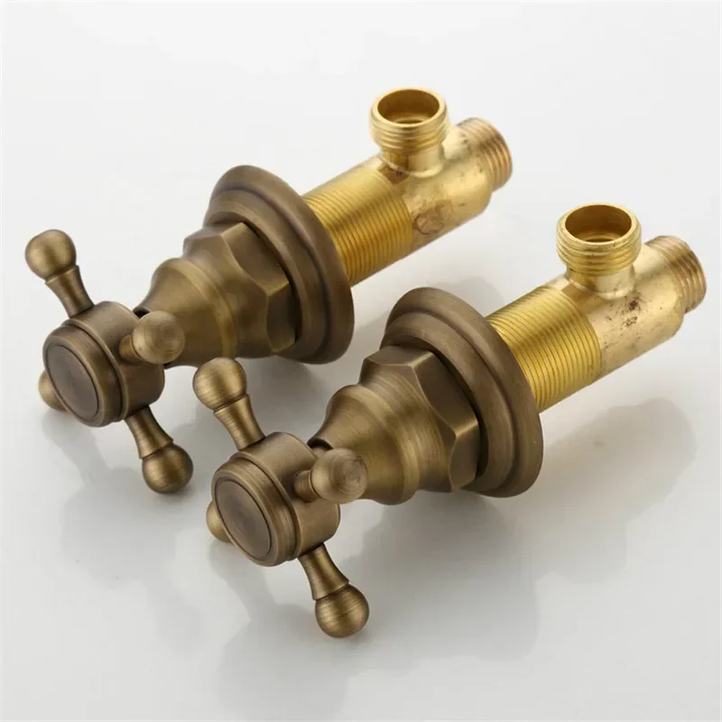Brass Classtic Bathtub Faucet Set with Handheld Shower Deck Mounted 5 Holes Hot and Cold Taps Garden Bathtub Water Mixer 4