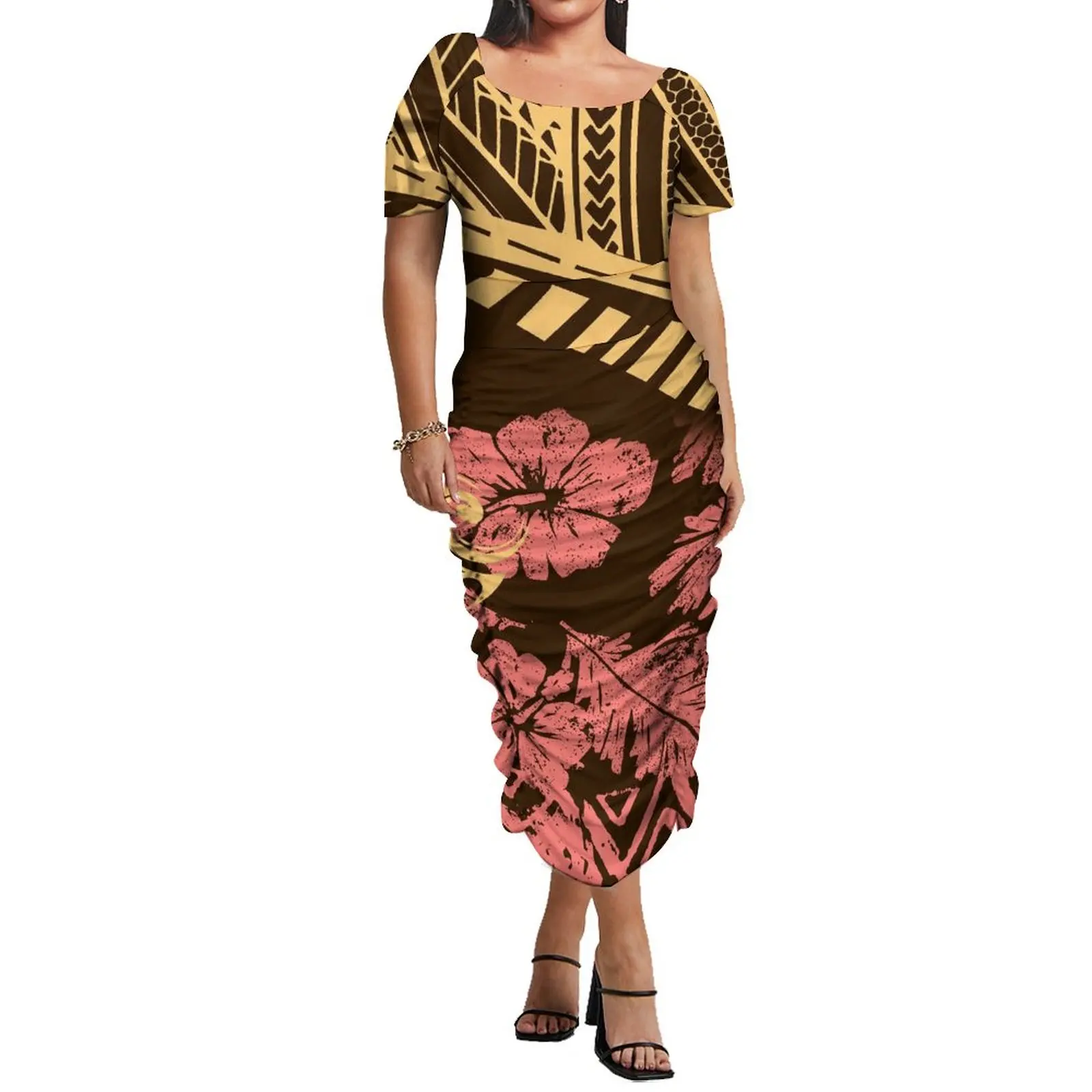 Polynesian Tribal Tapa Patterns Samoan Puletasi Square Collar Dress Mens  Shirts Couple Two Piece Sets Matching Outfits - Dresses - AliExpress