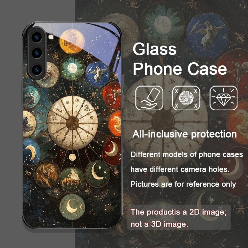 Stylish Stars and Moon Constellations Tempered Glass Phone Case