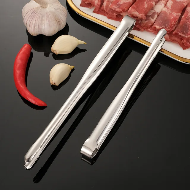 Rozsdamentes Acél Grillező Fogók Hosszú Fogantyú Professzionális Tartozékok Steak Bilincs Ételek Főzési Szolgáltató Ezüst