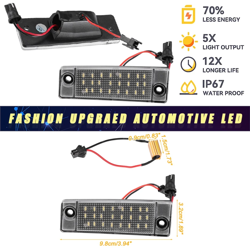 2Pcs For Chevy Chevrolet Captiva 2006- LED Number License Plate Lights Lamps For