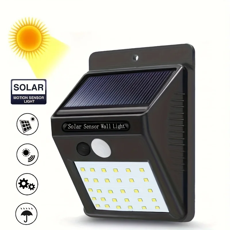Solar Wall Light,30 LEDs, Automatic Outdoor Light, with Night Vision,1200mah Battery,Suitable for Gate Street Protection Family