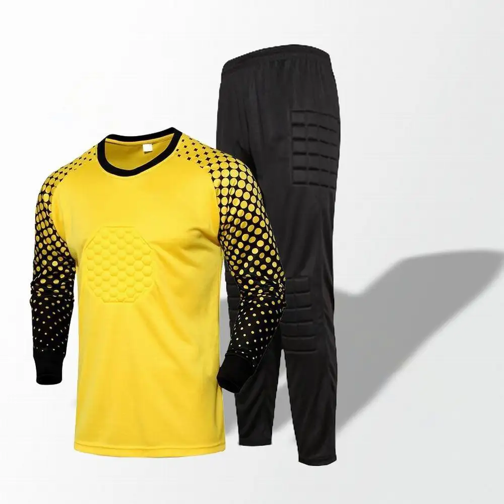 thumbnail image 1 of Uniforme de portero de fútbol para niños y hombres, camiseta de entrenamiento de manga larga con esponja protectora, camiseta de fútbol y pantalones, 1 of 5