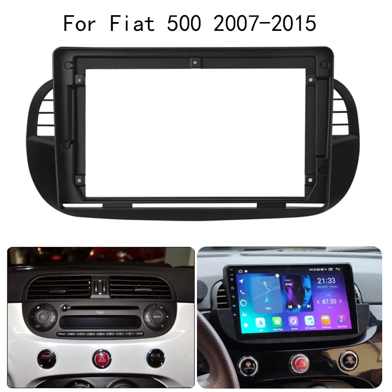 Fascia Autoradio Per Fiat 500 2007-2015 Audio Stereo Dash Panel Frame Kit Supporto Console Centrale Cornice Frontalino