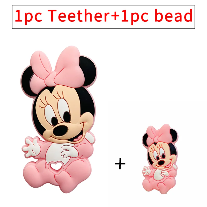Teething Toys Teething Beads 2pc/set Silicone Cartoon Disney teething beads Food Grade Baby Pacifier Rodent Chews Tiny Rod Baby Goods Cartoon Teether