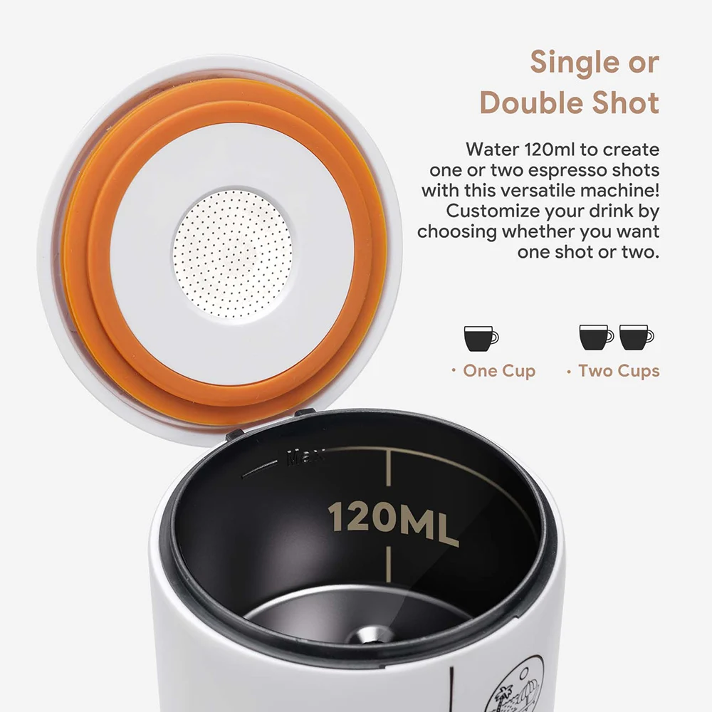 2in1 Portable Espresso Coffee Machine Travel Car Hiking Electric Coffee Maker fits Ground NS Capsule NO HEATING Function