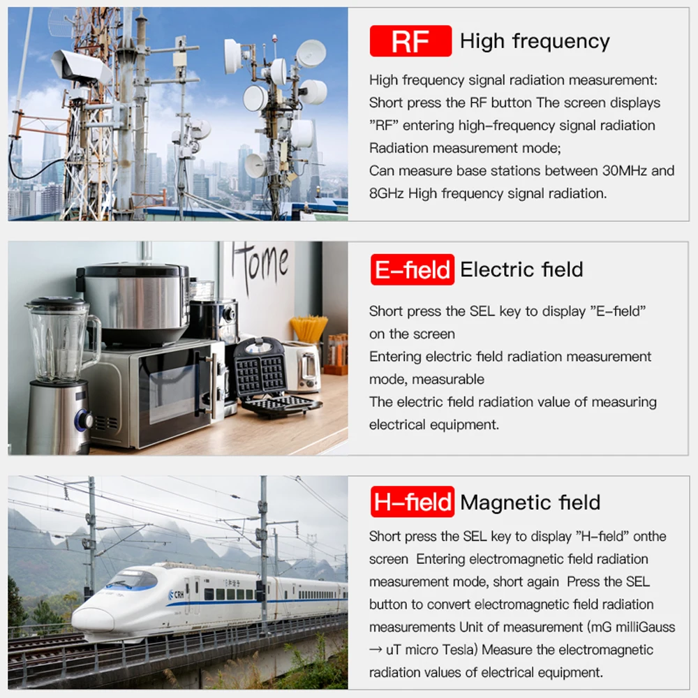 Electromagnetic Radiation Meter Magnetic Field Radiation Instrument Strength Interference Electromagnetic Detector