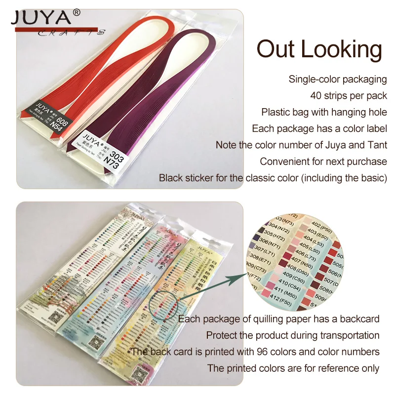 JUYA Quilling Conjunto de Papel por Tant 72 colores y 72 paquetes ancho de papel 1,5 mm 