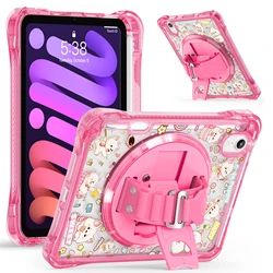 Shockproof Transparent Cartoon Tablet Case with Back Strap and Hand Stand - iPad mini(A17Pro)8.3 (See - through Dog)