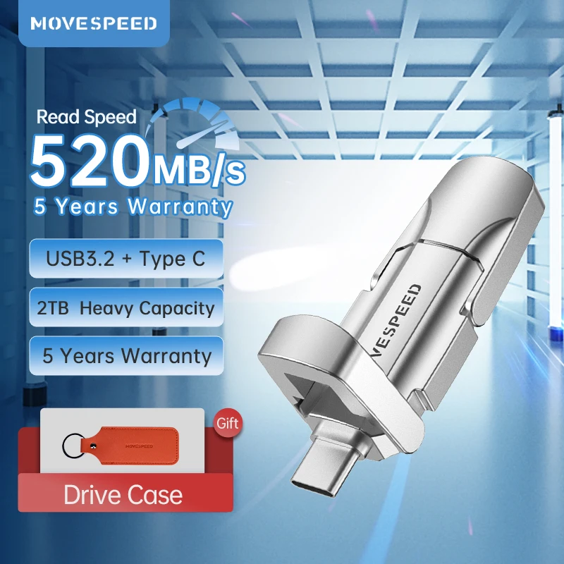 

MOVESPEED USB Type C 3.2 Solid State Pen Drive High Speed 520MB/s USB Flash Drive 1TB 512GB 256GB 128GB USB Gen 2 Pendrive Flash