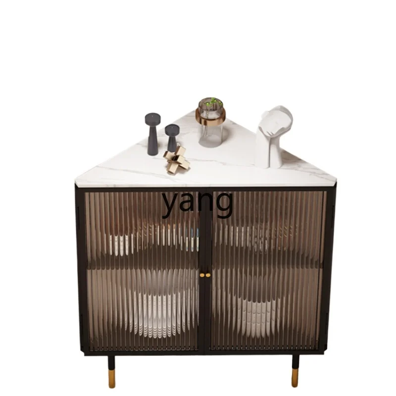 

Yjq Light Luxury Glass Corner Living Room Sideboard Cabinet Triangle Tea Corner Storage Cabinet Kitchen Corner