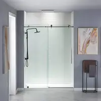 Framelss 3/8"" Sliding Shower Door | Brushed Nickel Finish, 56"" X 60"" | Mbsdc6076-B Model 2