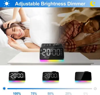 Digital Alarm Clock with FM Radio, Night Light & USB Charging Ports, Sleep Sound Timer for Bedroom, Easy Use for All Ages 4