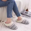 Shevalues Fuzzy Memory Foam Slippers For Women Winter Fluffy Furry House Slippers Indoor Non-slip Unisex Cotton Shoes Plus Size 4